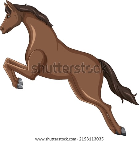 Brown horse jumping cartoon illustration