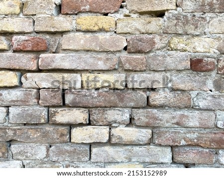 old ruined wall red bricks. High quality photo