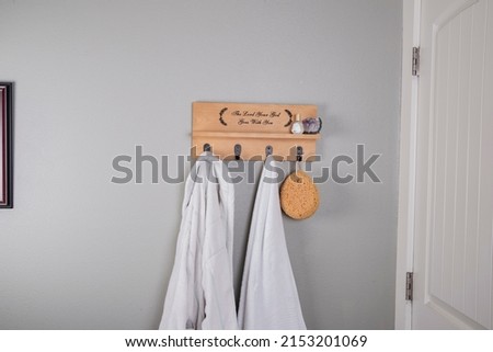 Clothes attached to the wall coat rack
