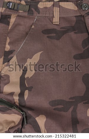 close-up brown camoflauge pocket pants