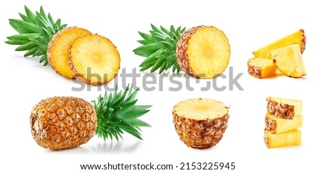 Pineapple fruit. Collection organic pineapple isolated on white background. Pineapple with clipping path Royalty-Free Stock Photo #2153225945