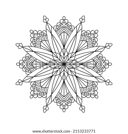 Hand drawn outline mandala art. Vector illustration isolated on a white background for coloring page, meditation, stress-relieving, print and more.