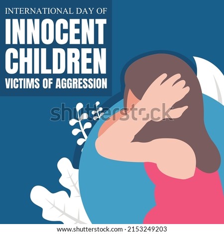 illustration vector graphic of a girl covers her ears with her hands, perfect for international day innocent children victims of aggression, celebrate, greeting card, etc. Royalty-Free Stock Photo #2153249203