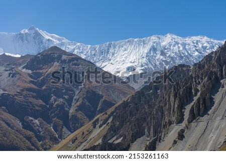 An aerial shot of Annapurna Conservation Area in Chhusang, Nepal