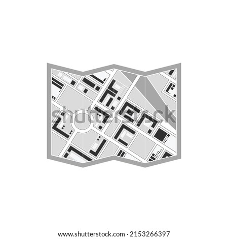 Map icon isolated on white background. Abstract City Map With red Marker. GPS navigation or cartographic concept. Vector illustration in flat style. EPS 10. Royalty-Free Stock Photo #2153266397