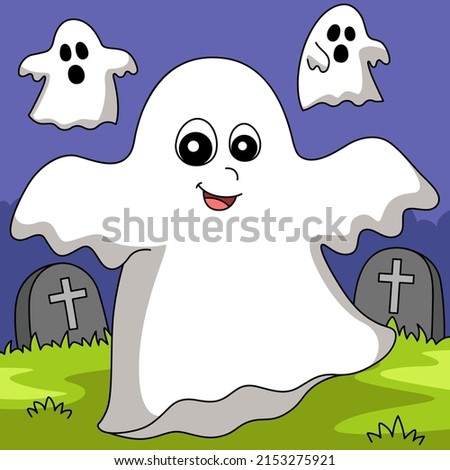 Ghost Halloween Colored Cartoon Illustration