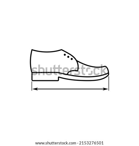 Shoe size with arrow. Isolated vector illustration on white background.