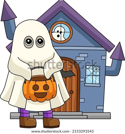 Ghost Trick or Treat Halloween Cartoon Clipart 