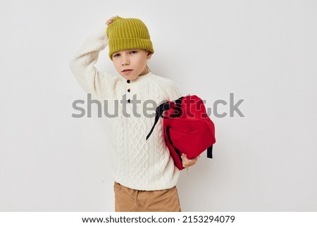 pretty young girl red backpack stylish clothes Lifestyle unaltered