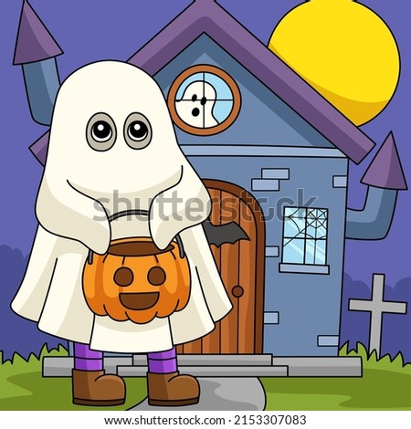 Ghost Trick or Treat Halloween Illustration