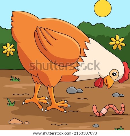 Chicken Colored Cartoon Farm Illustration