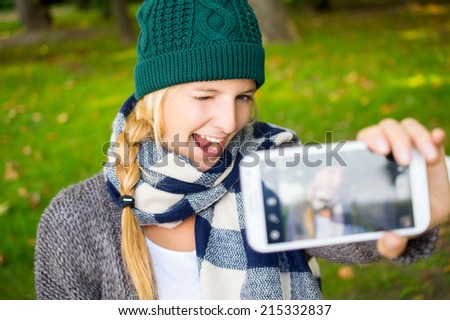 Beautiful girl taken pictures of her self in fall