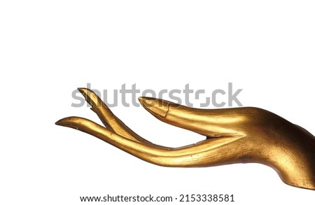  Buddha Hands make form wood and pain gold color.white background