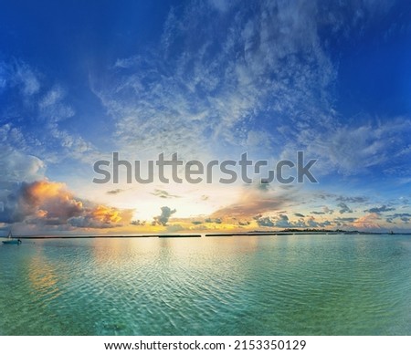  Beautiful cloudscape over the sea, sunset shot 