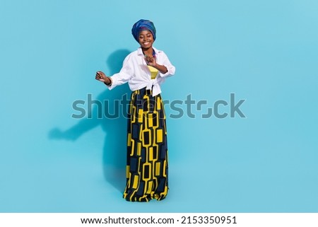 Photo of kongo lady dance tradition folk music discotheque wear native samburu clothes isolated pastel color background