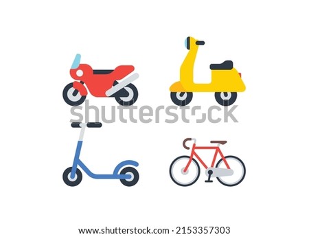 Two wheelers emoji set. Transport icon set