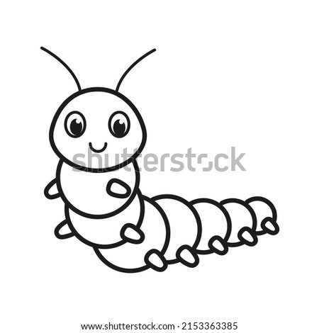 
Cheerful caterpillar. Icon. Coloring pages. black and white picture.