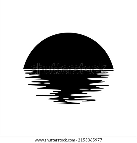 Sunset or Sunrise Silhouette View. Vector Illustration Royalty-Free Stock Photo #2153365977