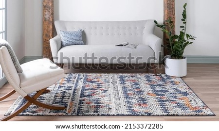 Modern interior living room area rug carpet design. Royalty-Free Stock Photo #2153372285