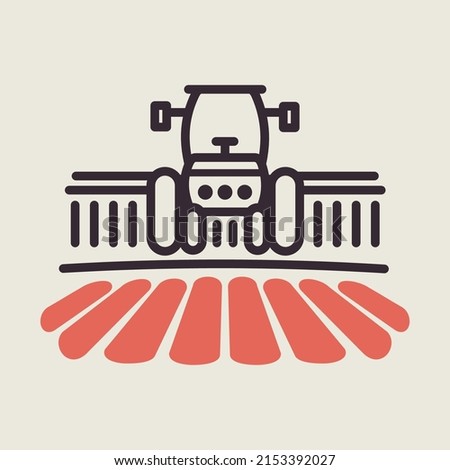 Tractor processes the earth a rural landscape isolated vector icon. Agriculture sign. Graph symbol for your web site design, logo, app, UI. Vector illustration, EPS10.