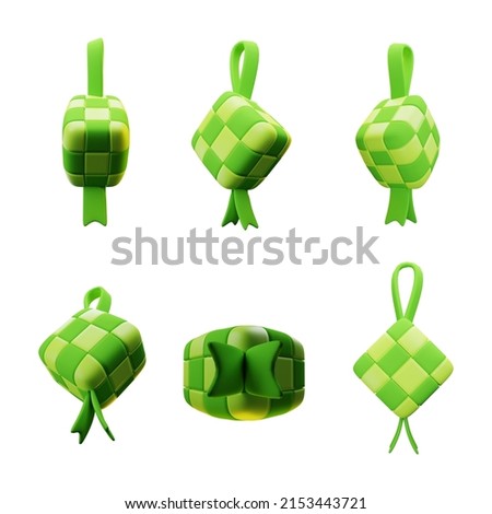 Ketupat 3D Rendering isolated on transparent background. Ketupat icon with cute cartoon style perfect fot ramadhan