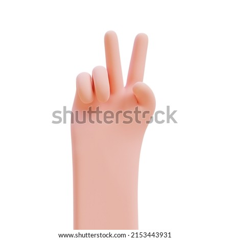 Cartoon hands. Hands raised to count fingers. 3d render illustration with Clipping path.