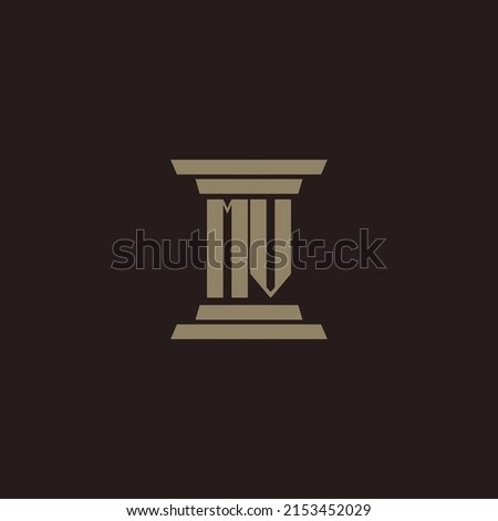 MV monogram initial logo for lawfirm with pillar design