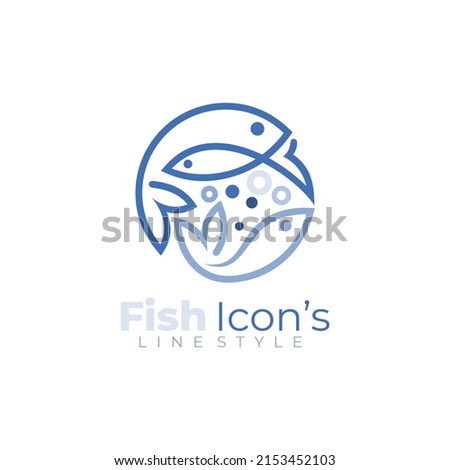 Fish logo with line design vector, restaurant logo , fish and circle