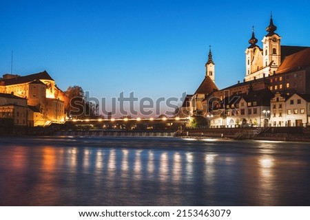 Steyr panorama with St. Michael's Church. Steyr, Upper Austria, Austria. Royalty-Free Stock Photo #2153463079