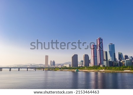 Skyscrapers in Yeouido, Han River, Seoul, taken in the morning