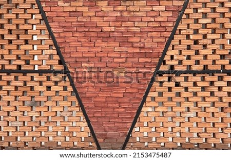 Wall decorated with old red bricks