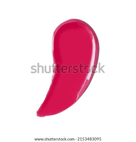 Lipstick smudge swatch isolated on white background. Cream makeup texture. Color cosmetic product brush swipe Royalty-Free Stock Photo #2153483095