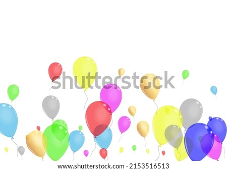 Yellow Baloon Background White Vector. Toy Shiny Set. Purple Ribbon. Pink Ballon. Balloon Love Frame.