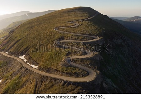 Aerial view of Transalpina mountain road, at sunrise	
 Royalty-Free Stock Photo #2153528891