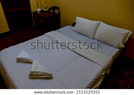 double bed in hotel room, beautiful photo digital picture