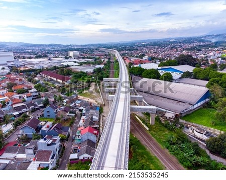 Established Aerial View of Jakarta-Bandung Elevated High-speed Rail  Construction, Gadobangkong Cimahi Area, West Java Indonesia Royalty-Free Stock Photo #2153535245
