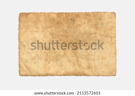 Old brown paper isolated on white background. Retro image. Ancient map texture