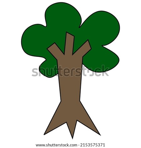 green tree isolated with label for kid