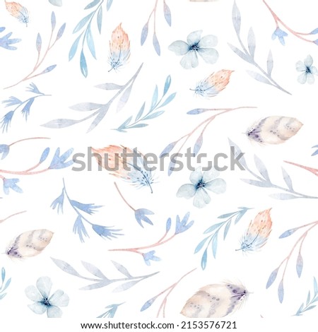 Watercolor colorful ethnic arrows, feather and flowers in native American style.Tribal Navajo isolated ornament on white background. Indian, Peru Aztec wrapping illustration.