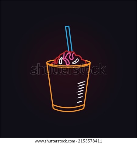 Glowing neon line Milkshake icon isolated on black background