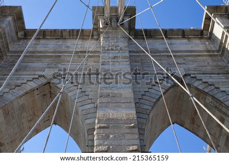 The Brooklyn Bridge is a bridge in New York City and is one of the oldest suspension bridges in the United States.   Completed in 1883, it connects the boroughs of Manhattan and Brooklyn.