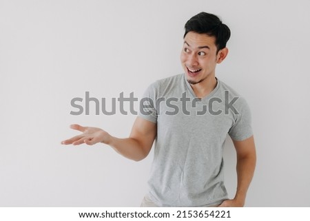 Happy face asian man expressing of no problem and no worries. Royalty-Free Stock Photo #2153654221