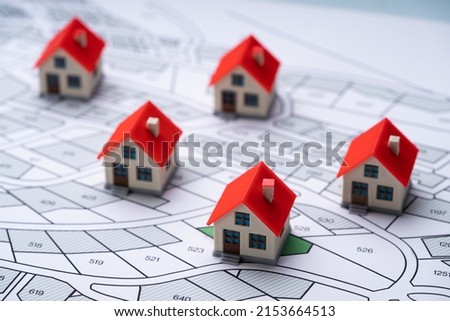 Land Plot And Cadastre Map. House Development Royalty-Free Stock Photo #2153664513