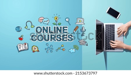 Online courses with person working with a laptop