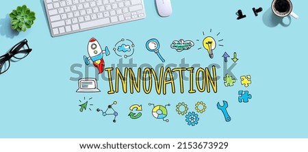 Innovation theme with a computer keyboard and a mouse