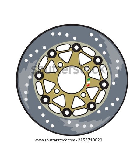 The brake disc illustrator image is suitable for the design of t-shirts, logos, icons, etc