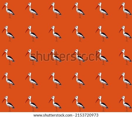 pelican pattern orange background bird 