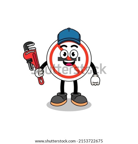 no smoking sign illustration cartoon as a plumber , character design
