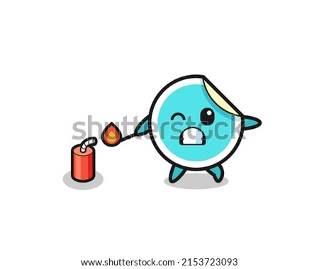 sticker mascot illustration playing firecracker , cute design