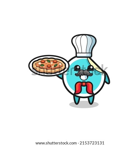 sticker character as Italian chef mascot , cute design